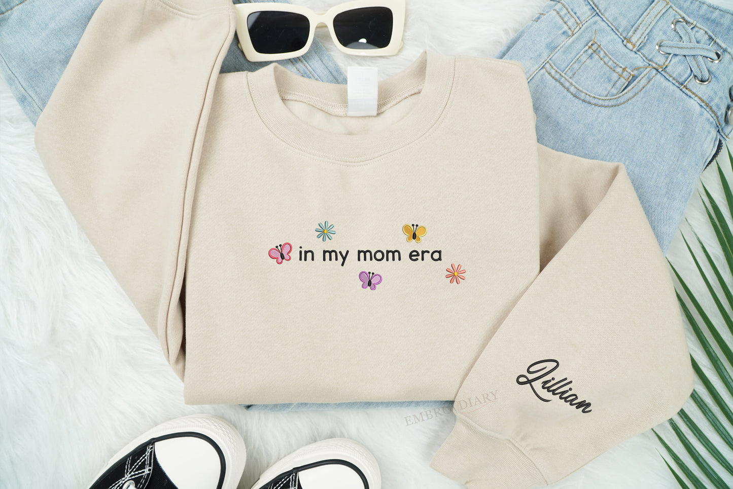 Embroidered Personalized In My Mom Era Sweatshirt, Personalized Mom Hoodie, In My Mom Era Shirt, New Mom Shirt, Momma Sweater