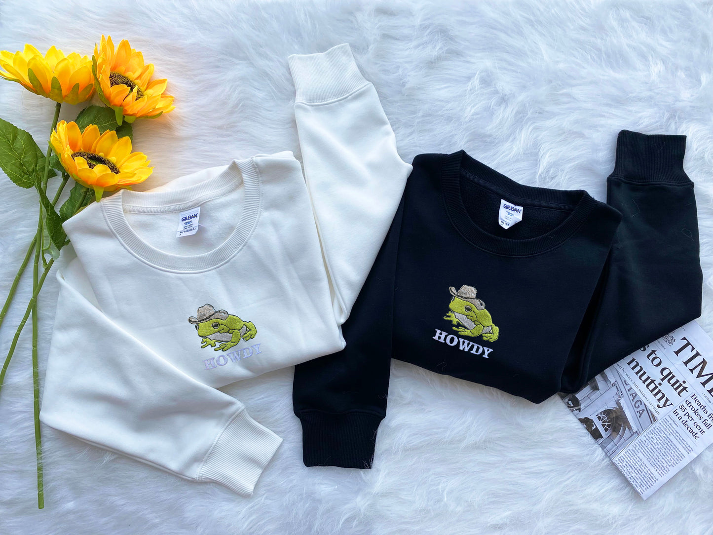 Howdy Embroidered Sweatshirt, Howdy Frog Meme Embroidered Sweatshirt