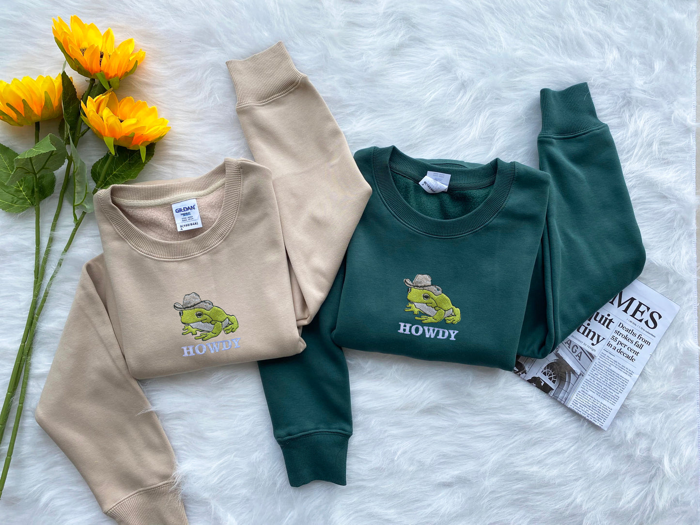 Howdy Embroidered Sweatshirt, Howdy Frog Meme Embroidered Sweatshirt
