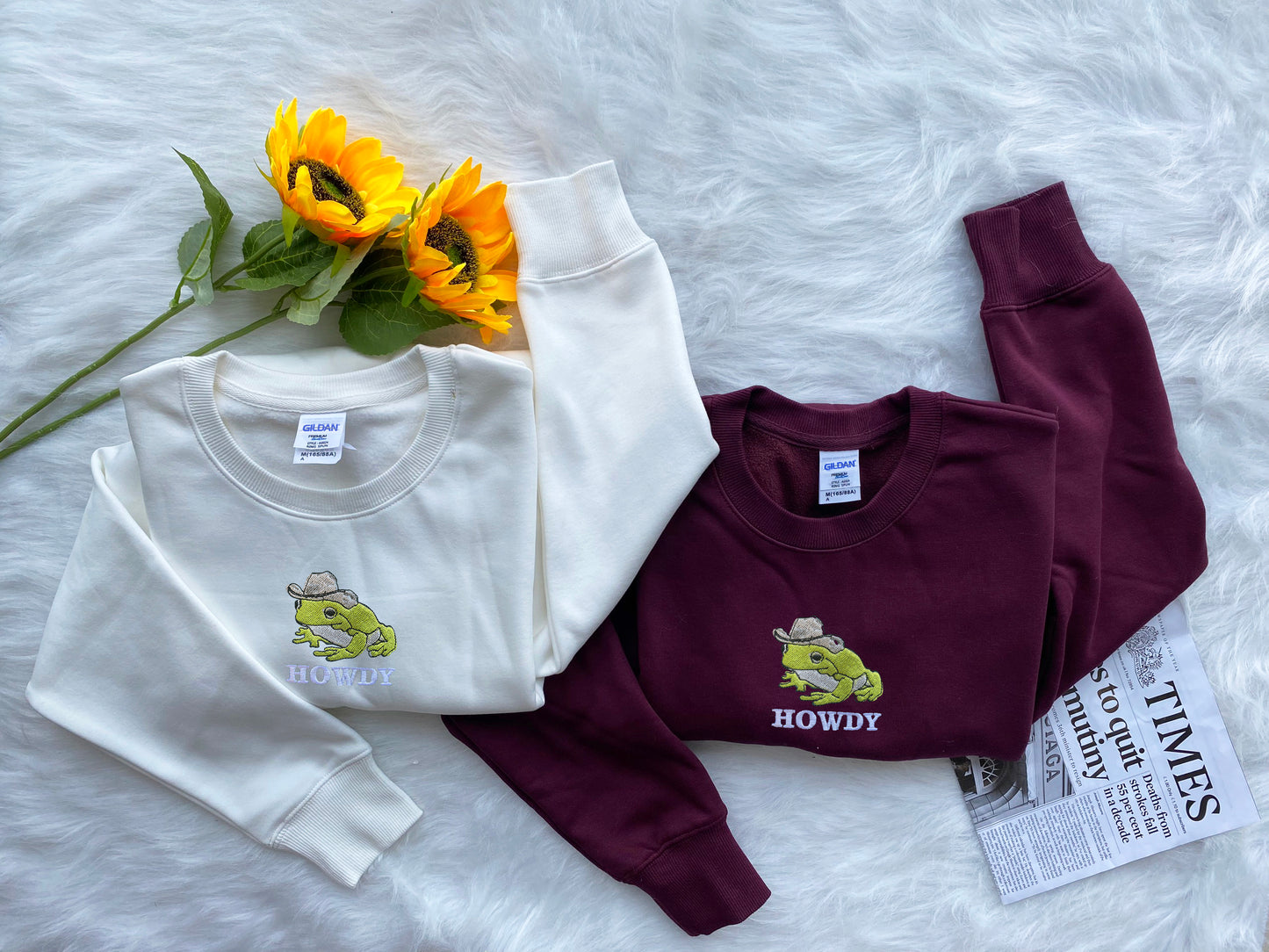 Howdy Embroidered Sweatshirt, Howdy Frog Meme Embroidered Sweatshirt