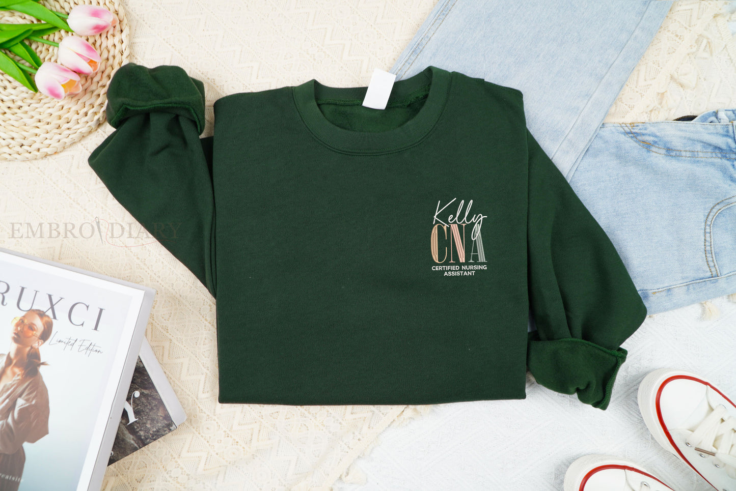 Personalized Embroidered CNA Nurse Shirt, Custom CNA Nurse Sweatshirt, CNA Nurse Gift, Nurse Appreciation Gift, Certified Nursing Assistant Shirt