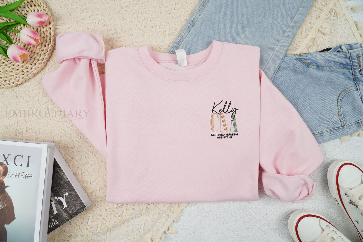 Personalized Embroidered CNA Nurse Shirt, Custom CNA Nurse Sweatshirt, CNA Nurse Gift, Nurse Appreciation Gift, Certified Nursing Assistant Shirt