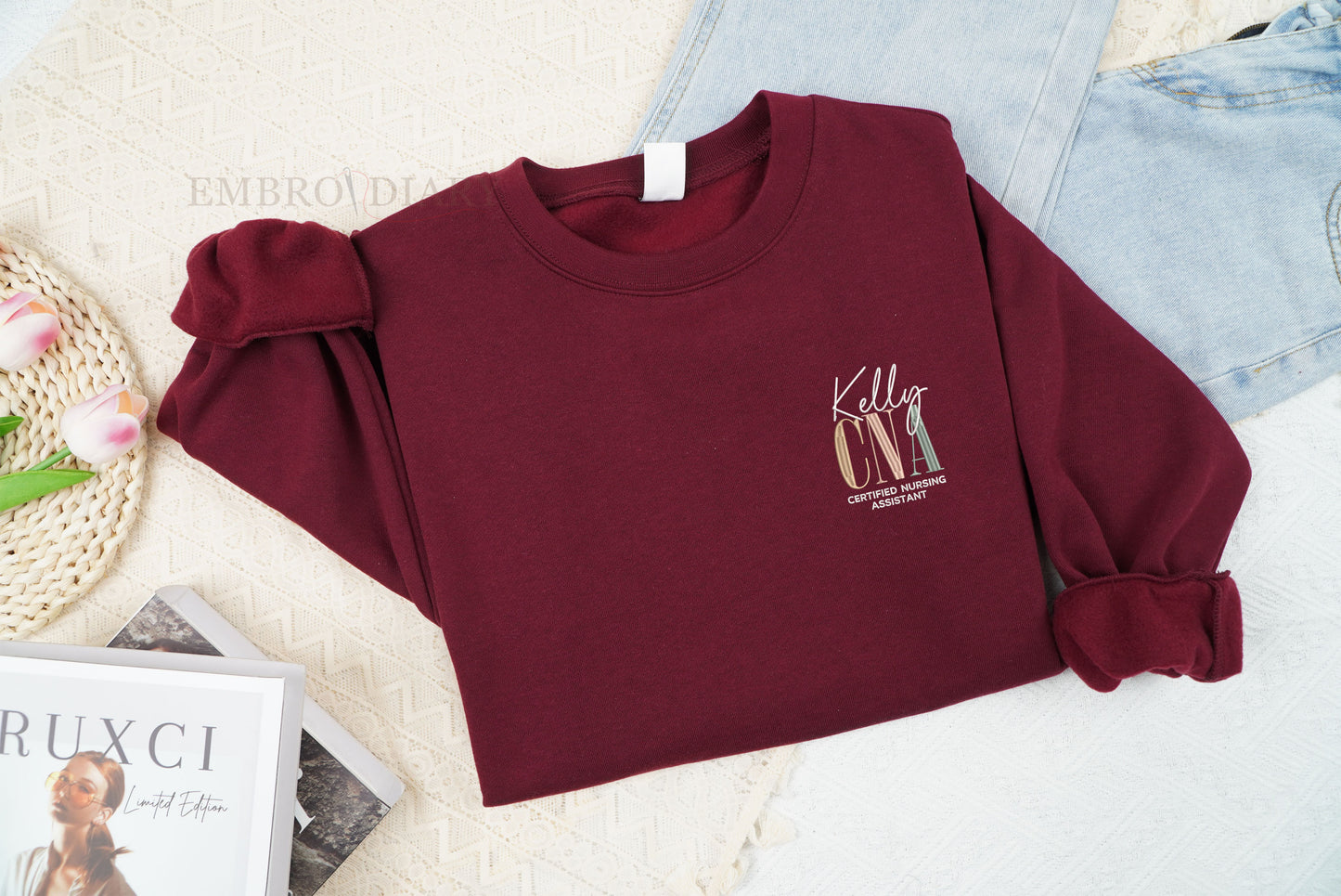 Personalized Embroidered CNA Nurse Shirt, Custom CNA Nurse Sweatshirt, CNA Nurse Gift, Nurse Appreciation Gift, Certified Nursing Assistant Shirt