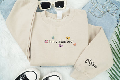 Embroidered Personalized In My Mom Era Sweatshirt, Personalized Mom Hoodie, In My Mom Era Shirt, New Mom Shirt, Momma Sweater