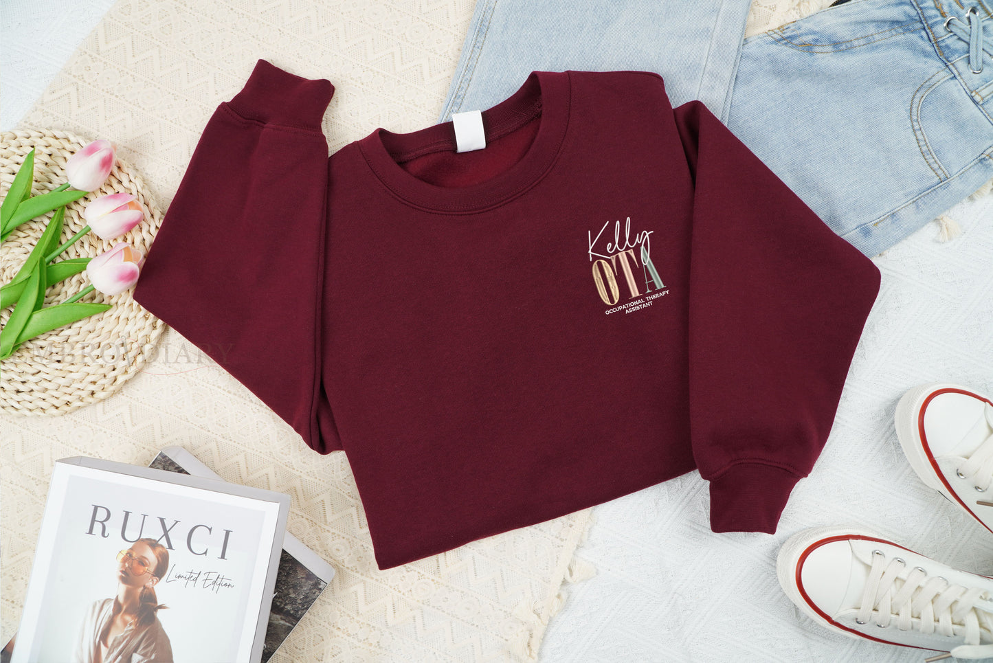 Personalized Embroidered OTA Sweatshirt, Custom OTA Nurse Shirt, OTA Nurse Crewneck, Nurse Appreciation Gift, Occupational Therapy Assistant Sweater