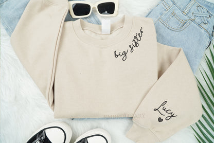 Embroidered Custom Big Sister Sweatshirt, Big Sister Shirt, Announcement Kids Shirt, Big Sister Gift, Pregnancy Announcement