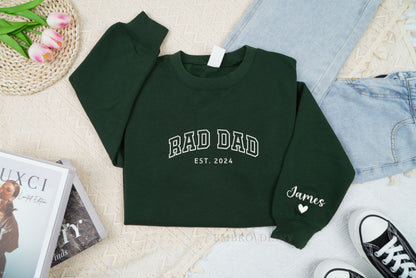 Custom Embroidered Rad Dad With Name Shirt, Father's Day Gift, New Dad Gift, Rad Dad Shirt, Father Gift, Dad Shirt With Names On The Sleeve