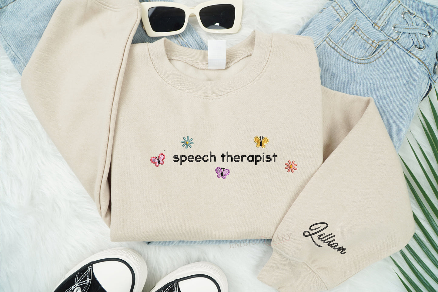 Personalized Embroidered Speech Therapist Sweatshirt, Therapy Sweatshirt, Pathology Grad Top, Gift For Pathologist, Language Pathologist Sweatshirt